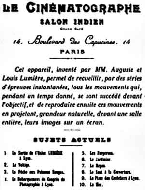 Reclame para a primeira exibição pública dos filmes de Lumière